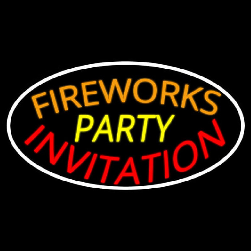 Fireworks Party Invitation In A Neon Skilt