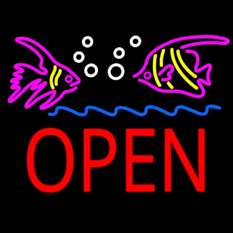 Fish Logo Block Open Neon Skilt