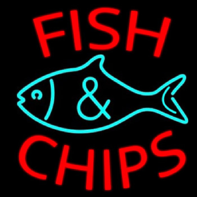 Fish Logo Fish And Chips Neon Skilt