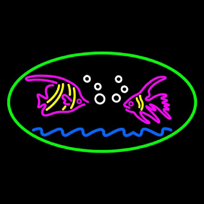 Fish Logo Green Oval Neon Skilt