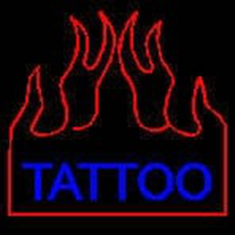 Flaming Tattoo Neon Skilt