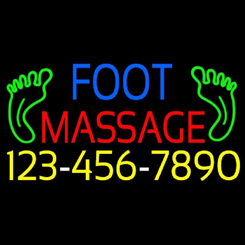Foot Massage Logo And Number Neon Skilt
