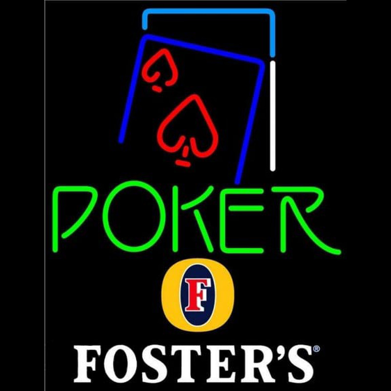 Fosters Green Poker Red Heart Beer Sign Neon Skilt