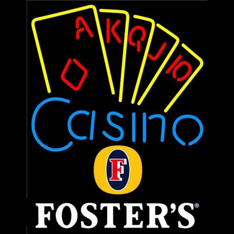 Fosters Poker Casino Ace Series Beer Sign Neon Skilt