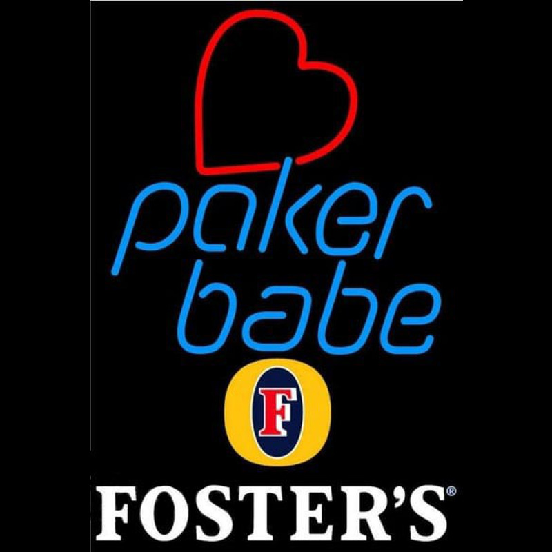 Fosters Poker Girl Heart Babe Beer Sign Neon Skilt