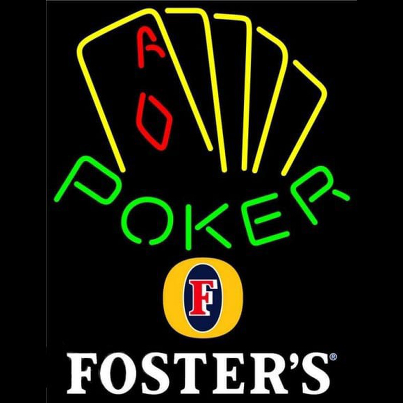 Fosters Poker Yellow Beer Sign Neon Skilt