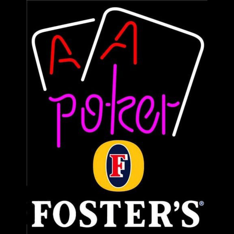 Fosters Purple Lettering Red Aces White Cards Beer Sign Neon Skilt