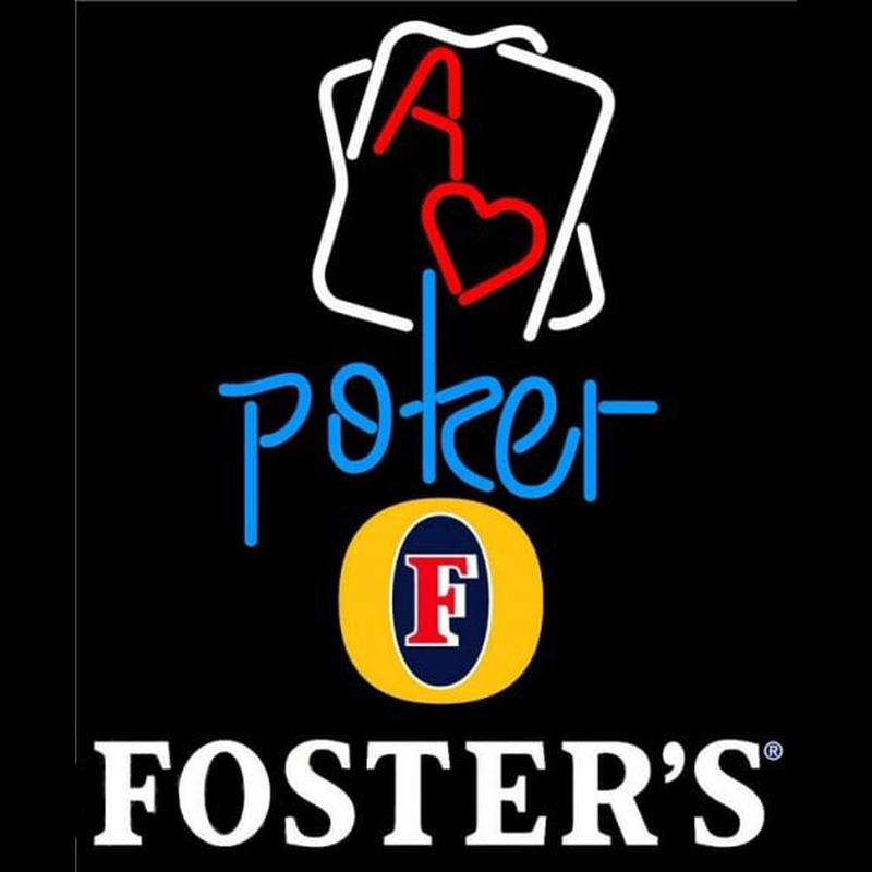 Fosters Rectangular Black Hear Ace Beer Sign Neon Skilt