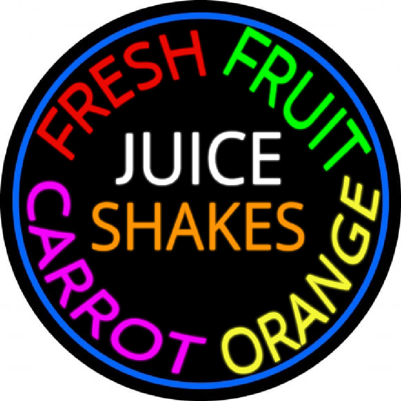 Fresh Fruit Juice Carrot Orange Shakes Neon Skilt