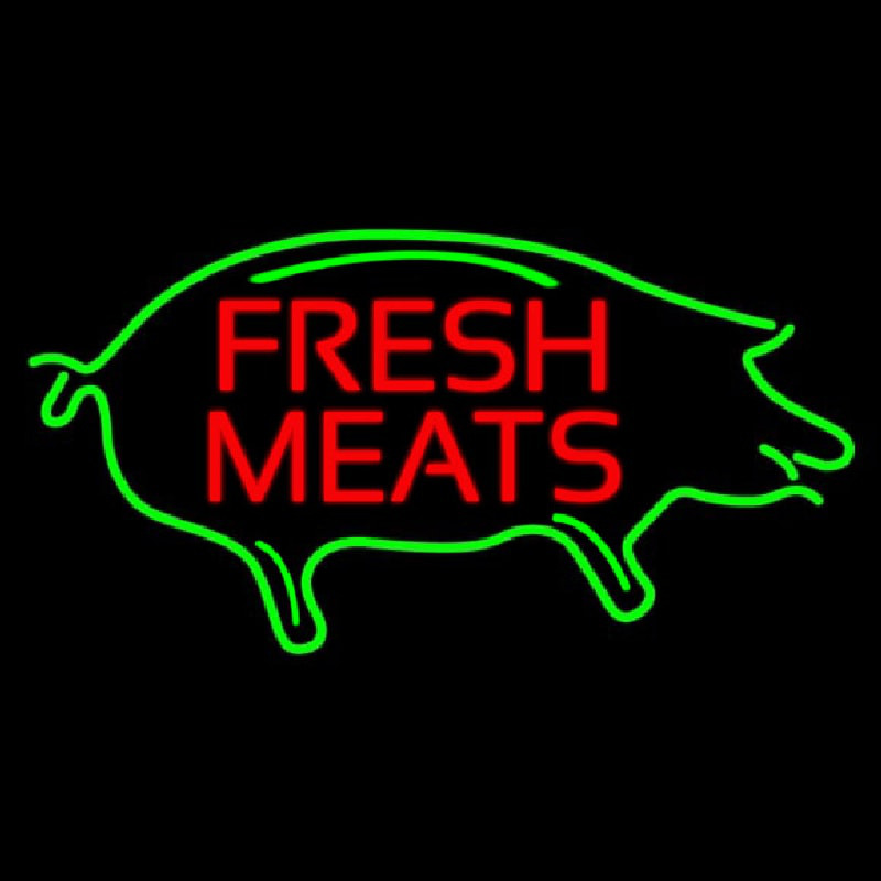 Fresh Meats With Pig Neon Skilt