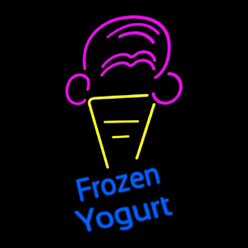 Frozen Yogurt Blue Ltrs With Cone Logo Neon Skilt