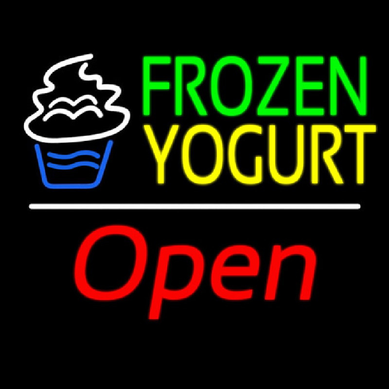Frozen Yogurt Open White Line Neon Skilt
