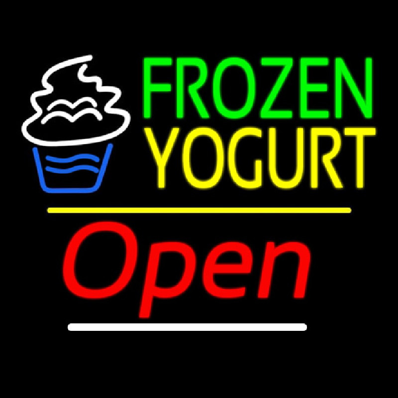 Frozen Yogurt Open Yellow Line Neon Skilt
