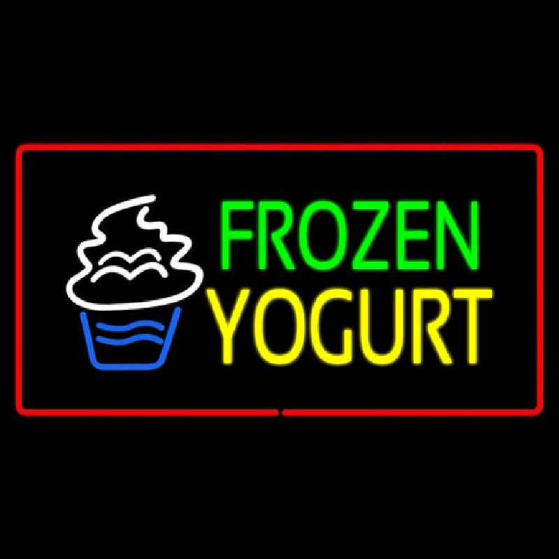 Frozen Yogurt Rectangle Red Neon Skilt