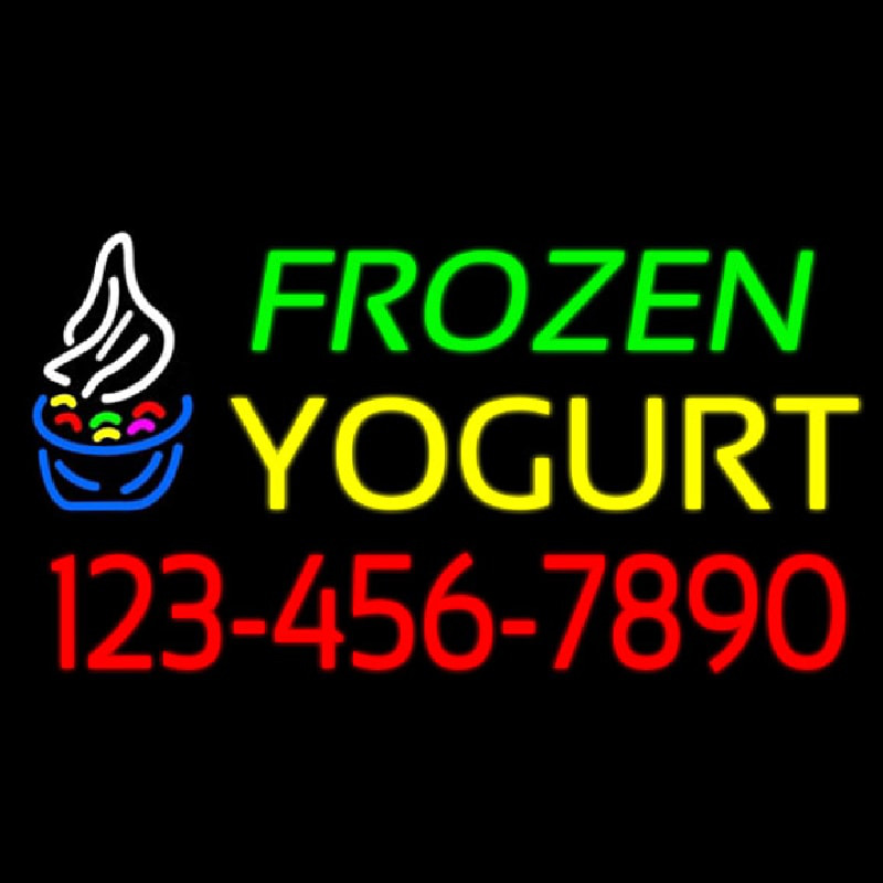 Frozen Yogurt With Phone Number Neon Skilt