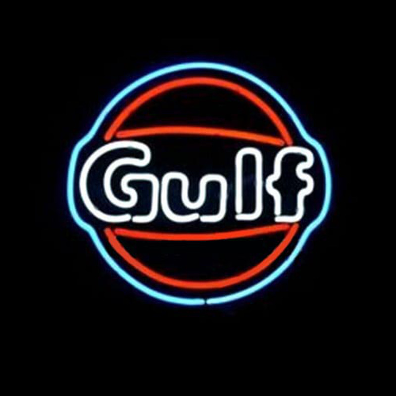 GULF OIL LOGO BEER BAR Neon Skilt