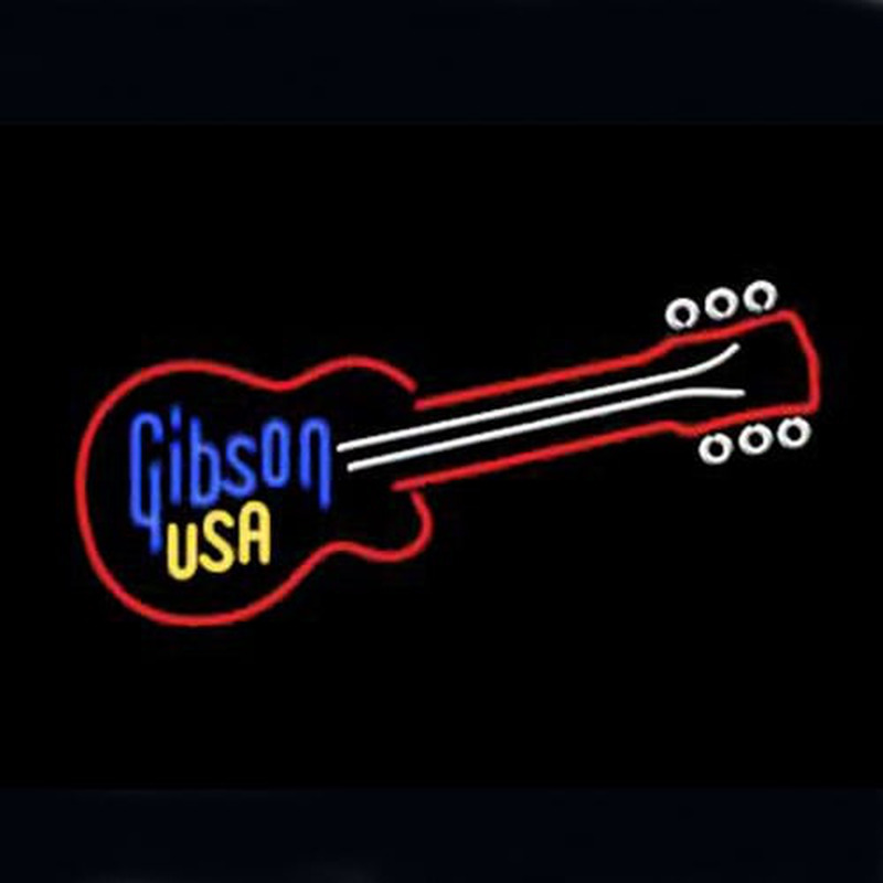 Gibson Usa Guitar Øl Bar Åben Neon Skilt