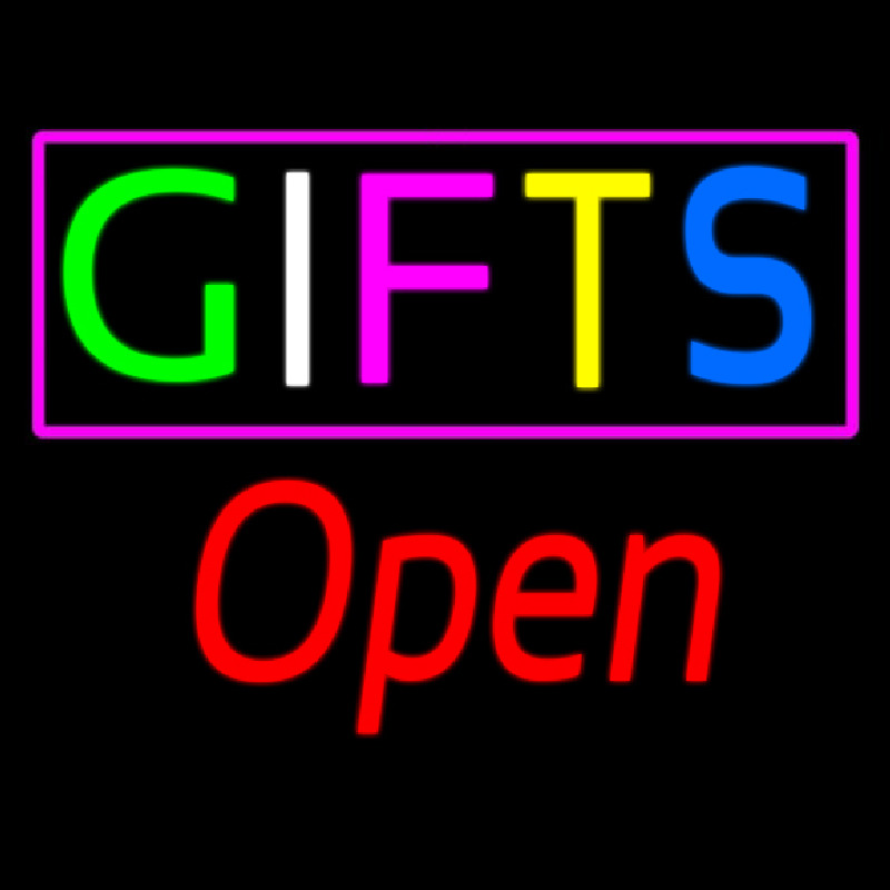 Gifts Block Open Red Neon Skilt