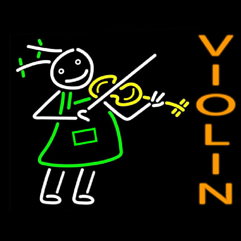 Girl Playing Violin Neon Skilt