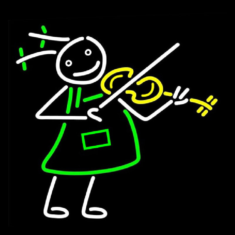 Girl Playing Violin Neon Skilt