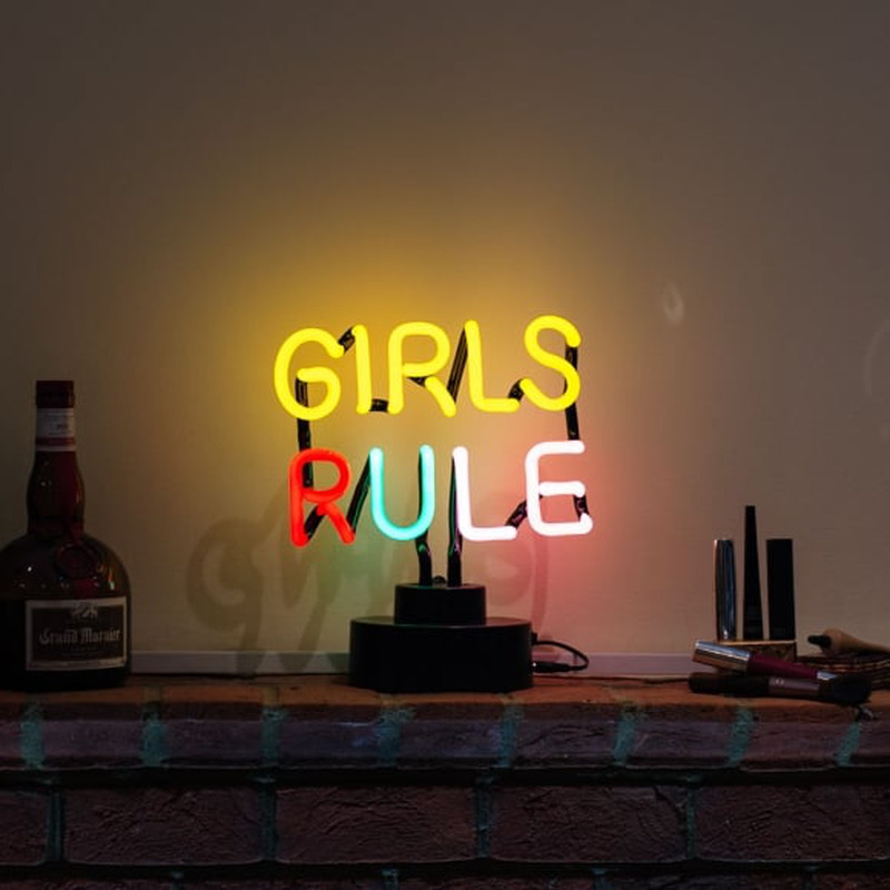 Girls Rule Desktop Neon Skilt