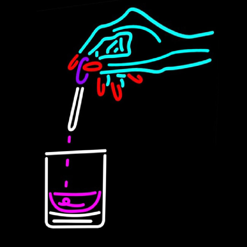 Glass With Hand Logo Neon Skilt