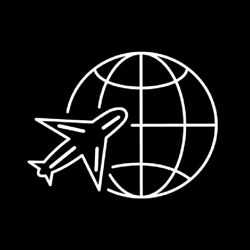 Globe Planet Travel Plane Neon Skilt