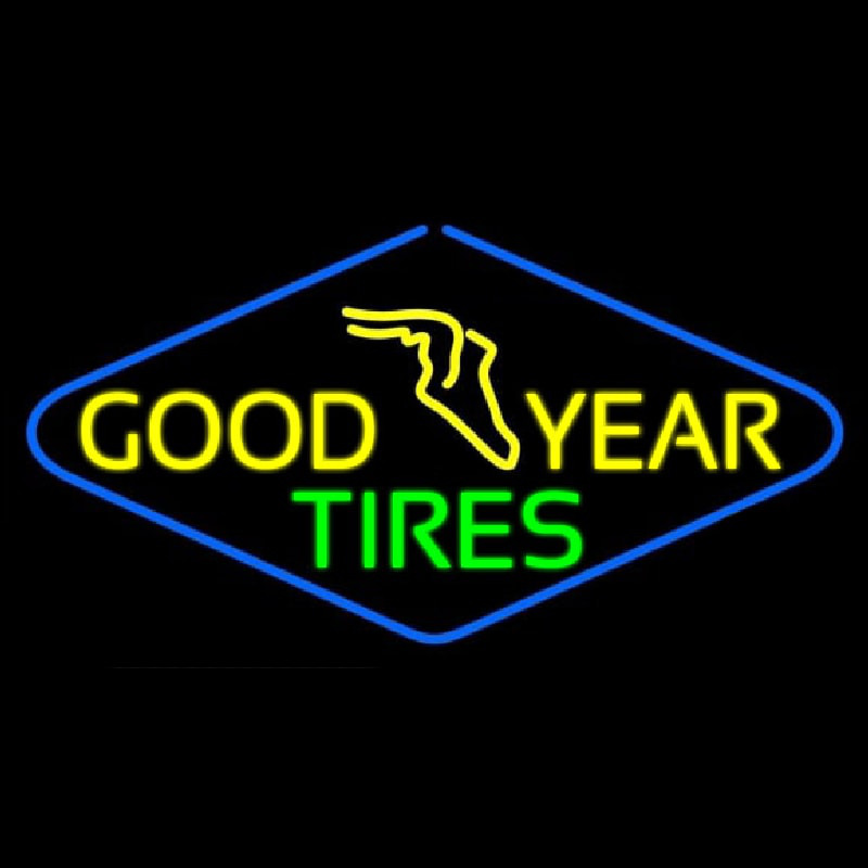 Goodyear Tires Blue Border Neon Skilt
