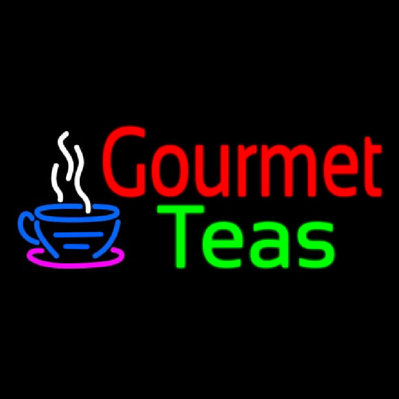 Gourmet Teas With Cup Logo Neon Skilt