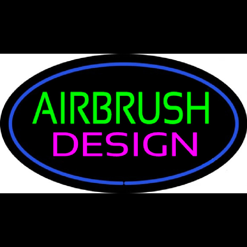 Green Airbrush Design Pink Oval Blue Neon Skilt