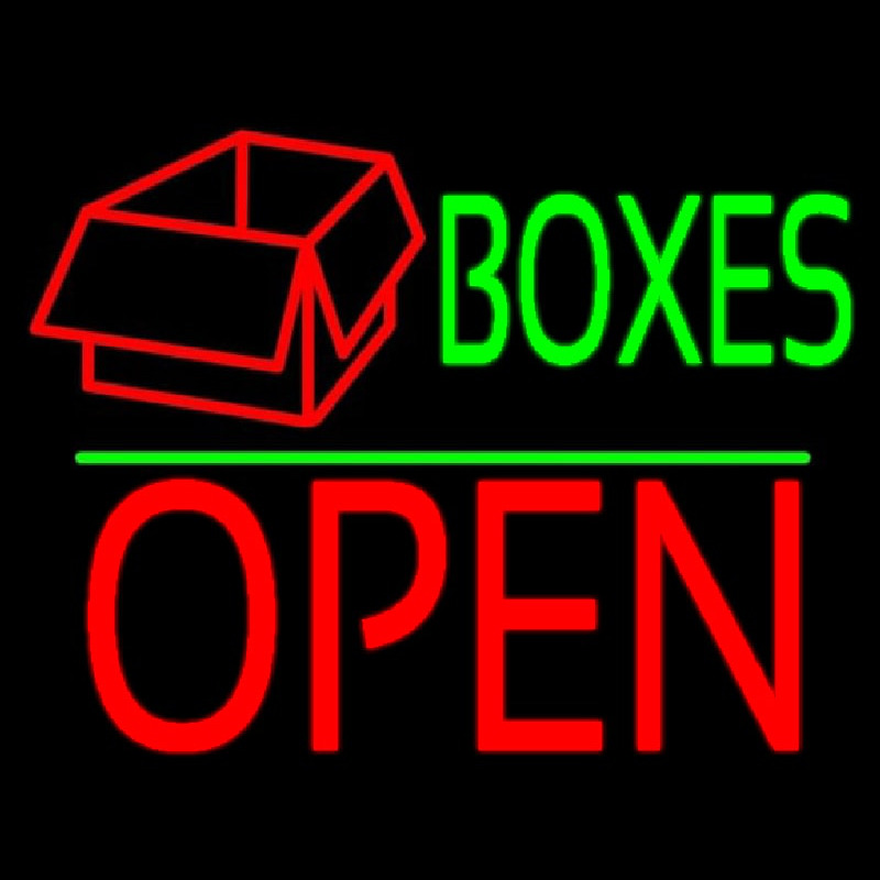 Green Bo es Red Logo With Open 1 Neon Skilt
