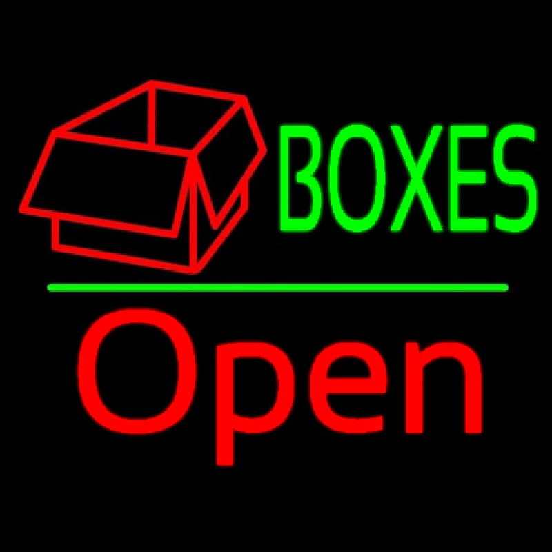 Green Bo es Red Logo With Open 2 Neon Skilt