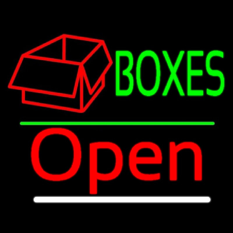 Green Bo es Red Logo With Open 3 Neon Skilt