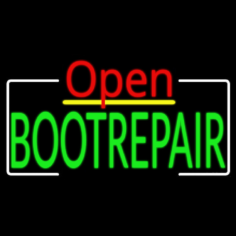 Green Boot Repair Open Neon Skilt