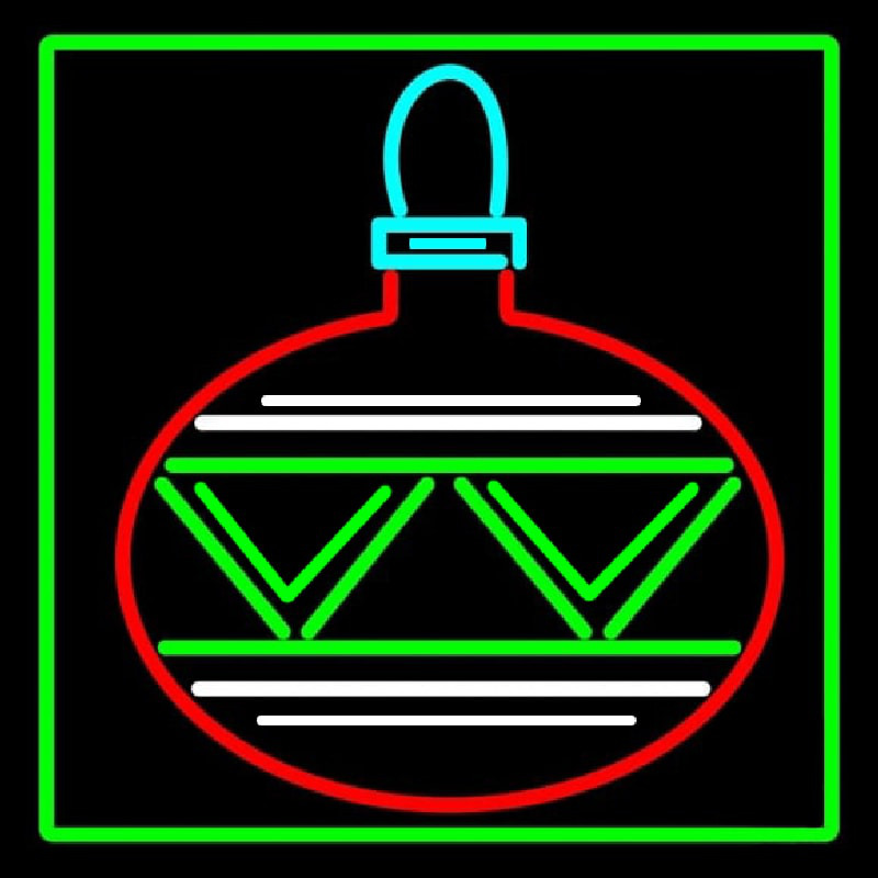 Green Border Christmas Bulb Neon Skilt