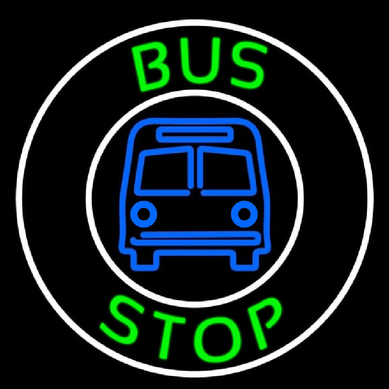 Green Bus Stop Neon Skilt