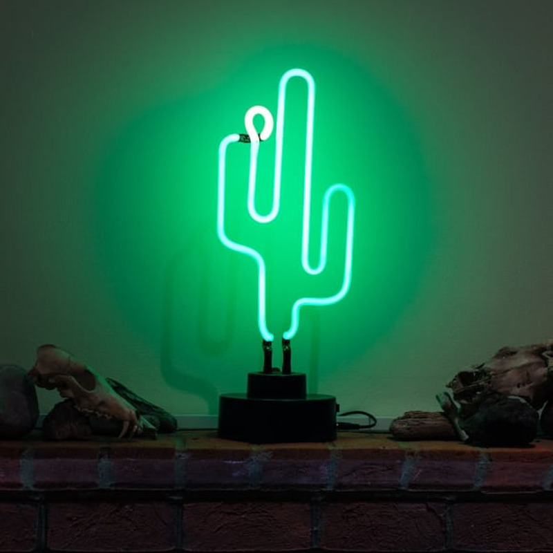 Green Cactus Desktop Neon Skilt