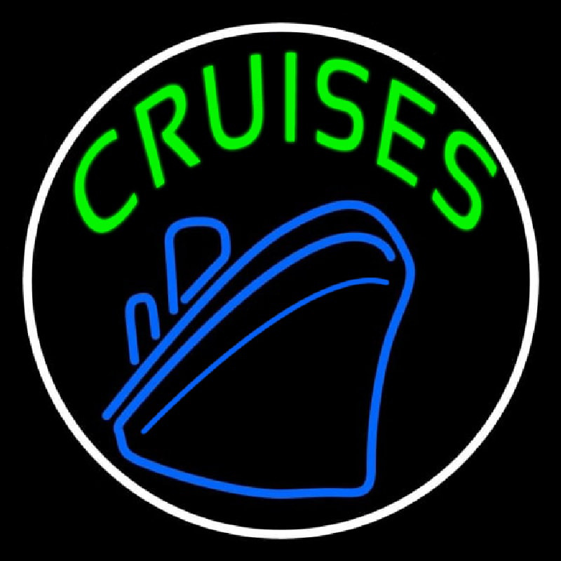 Green Cruises With White Border Neon Skilt