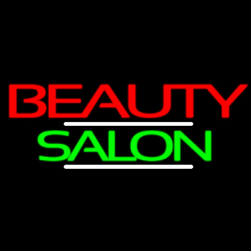 Green Cursive Beauty Block Salon Neon Skilt