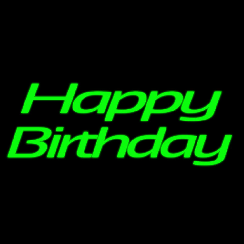 Green Cursive Happy Birthday Neon Skilt