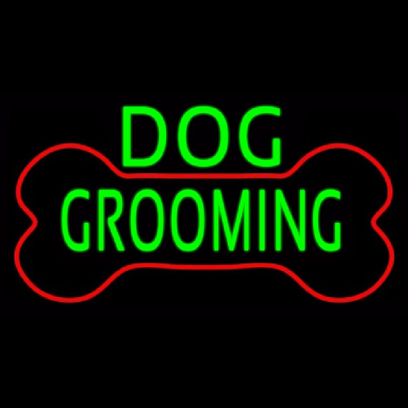 Green Dog Grooming Red Bone Neon Skilt