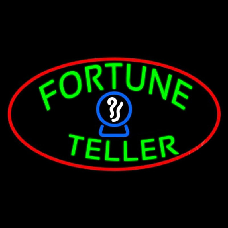 Green Fortune Teller Red Oval Neon Skilt