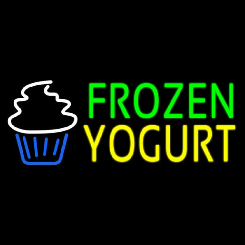 Green Frozen Yogurt Yellow Logo Neon Skilt