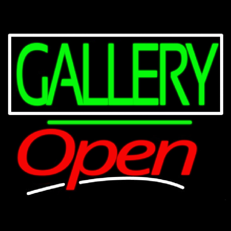 Green Gallery Block With Open 3 Neon Skilt