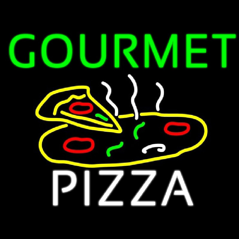 Green Gourmet Pizza Logo Neon Skilt