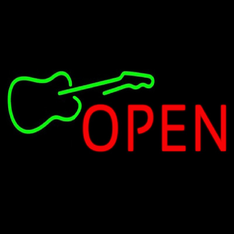 Green Guitar Open Neon Skilt