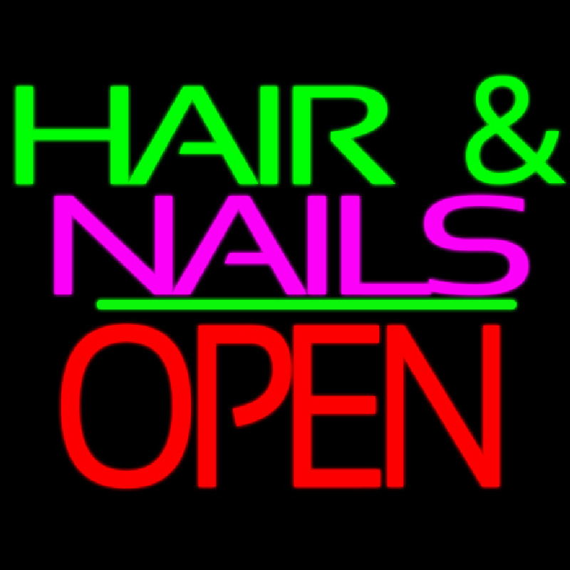 Green Hair And Nails Pink Block Open Neon Skilt