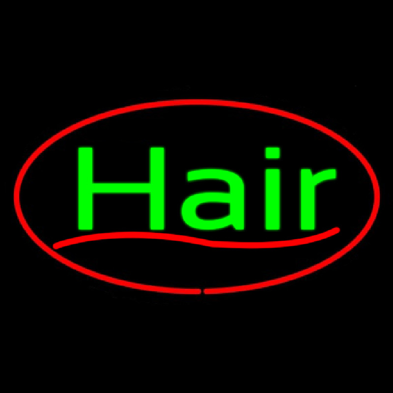 Green Hair Oval Red Neon Skilt
