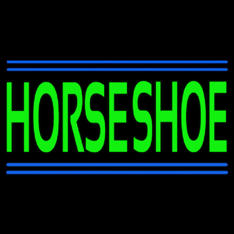 Green Horseshoe Block Neon Skilt
