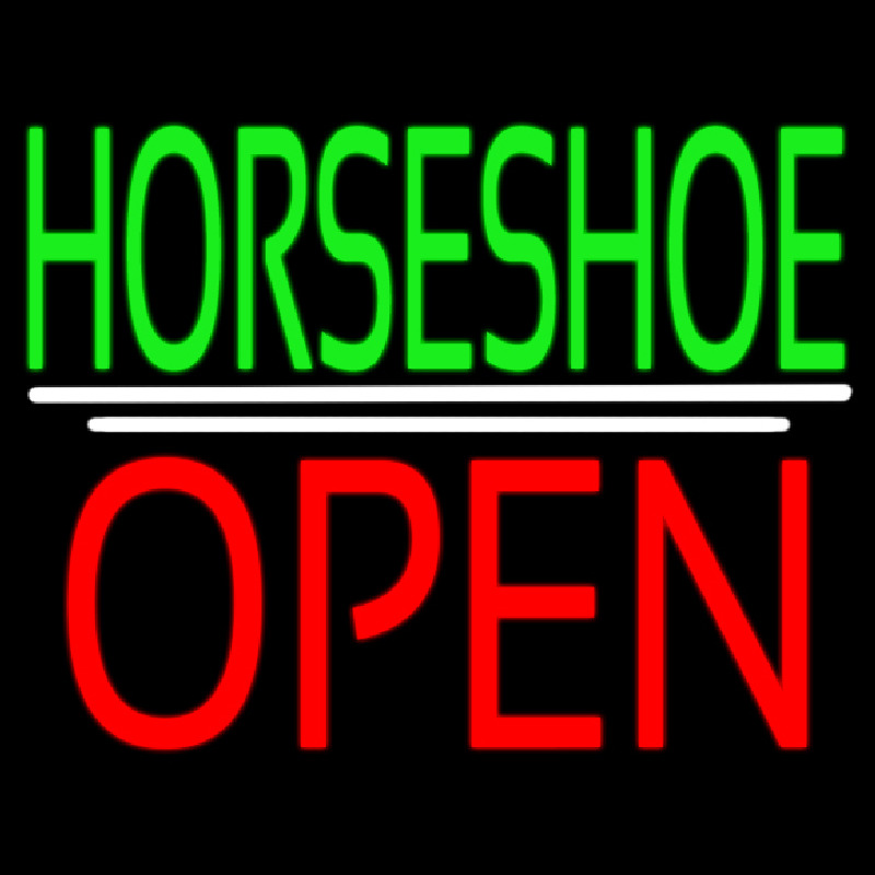 Green Horseshoe Open Neon Skilt